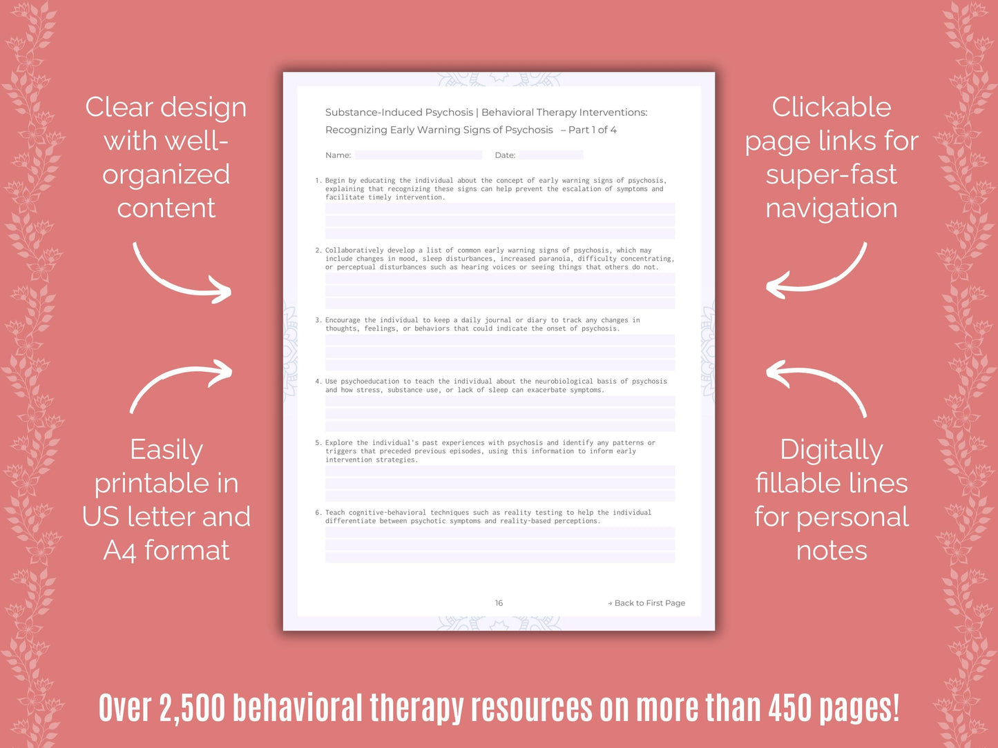 Substance-Induced Psychosis Behavioral Therapy Counseling Templates