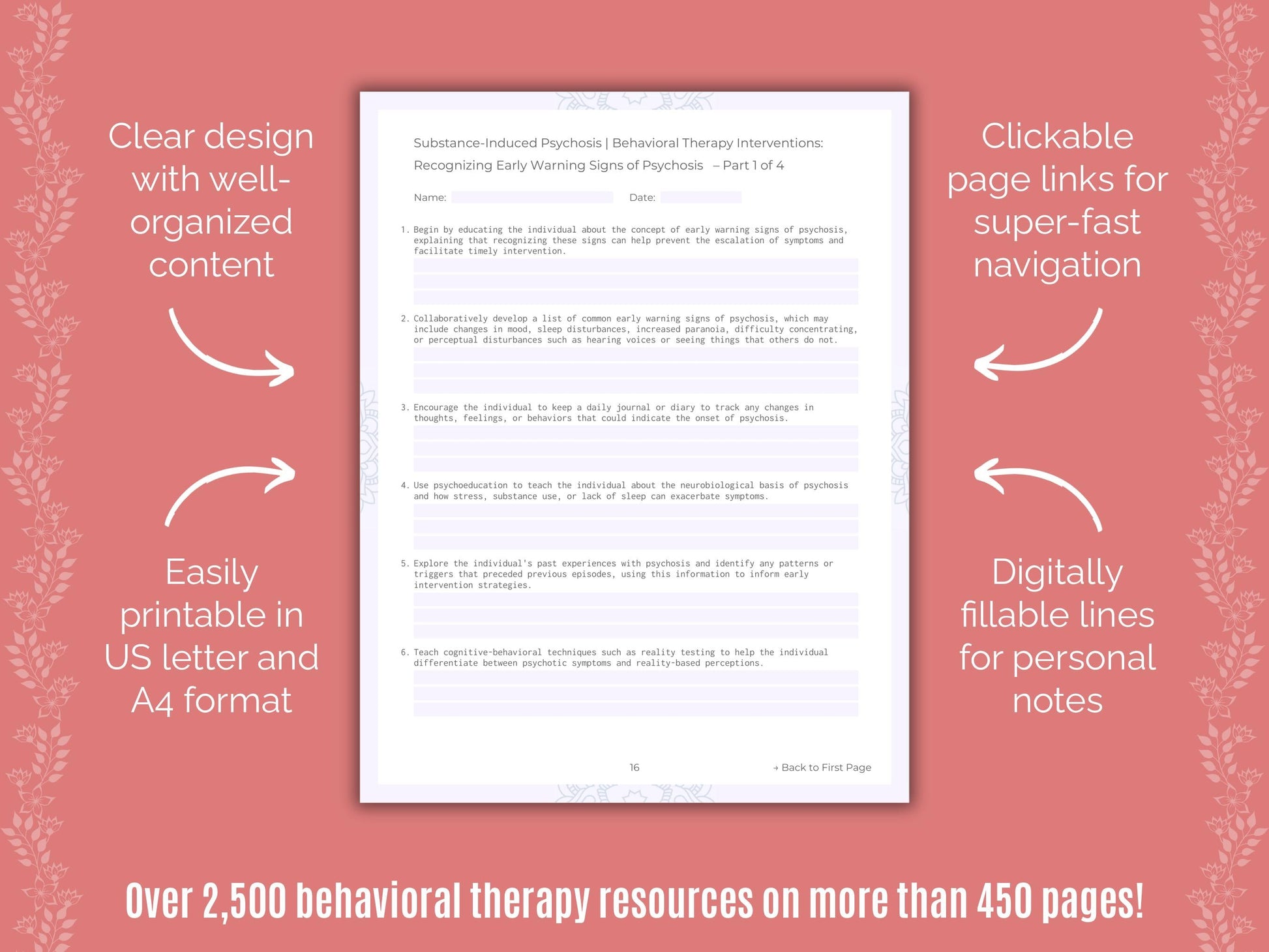 Substance-Induced Psychosis Behavioral Therapy Counseling Templates