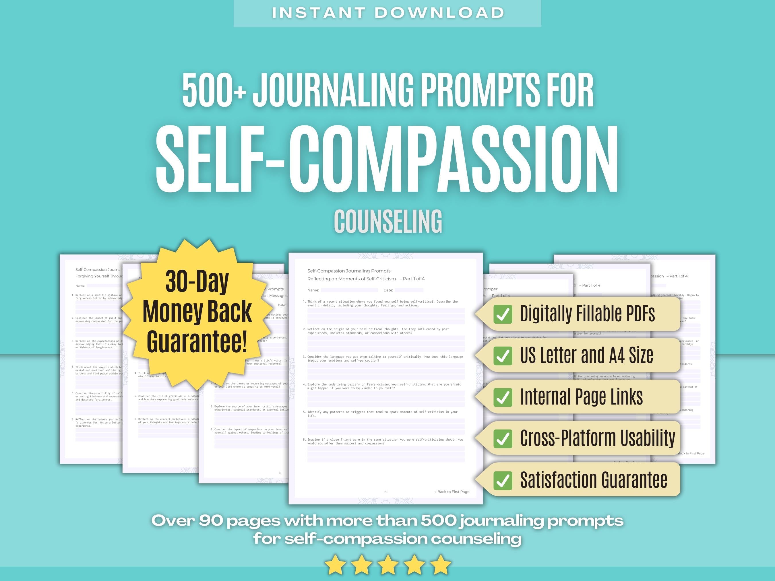 500 Self Compassion Journaling Prompts Workbook Karlstein Publishing 8297