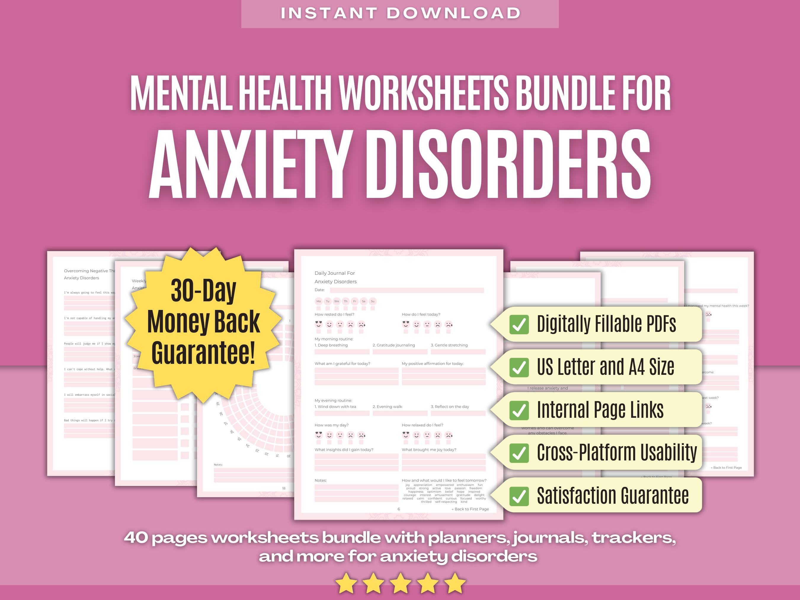 Anxiety Disorders PDF Worksheets Bundle | Karlstein Publishing