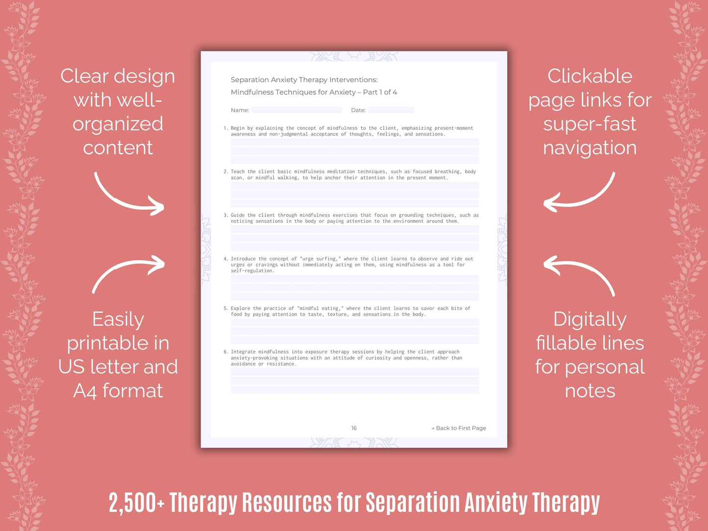 Separation Anxiety Therapy Counselor Cheat Sheets