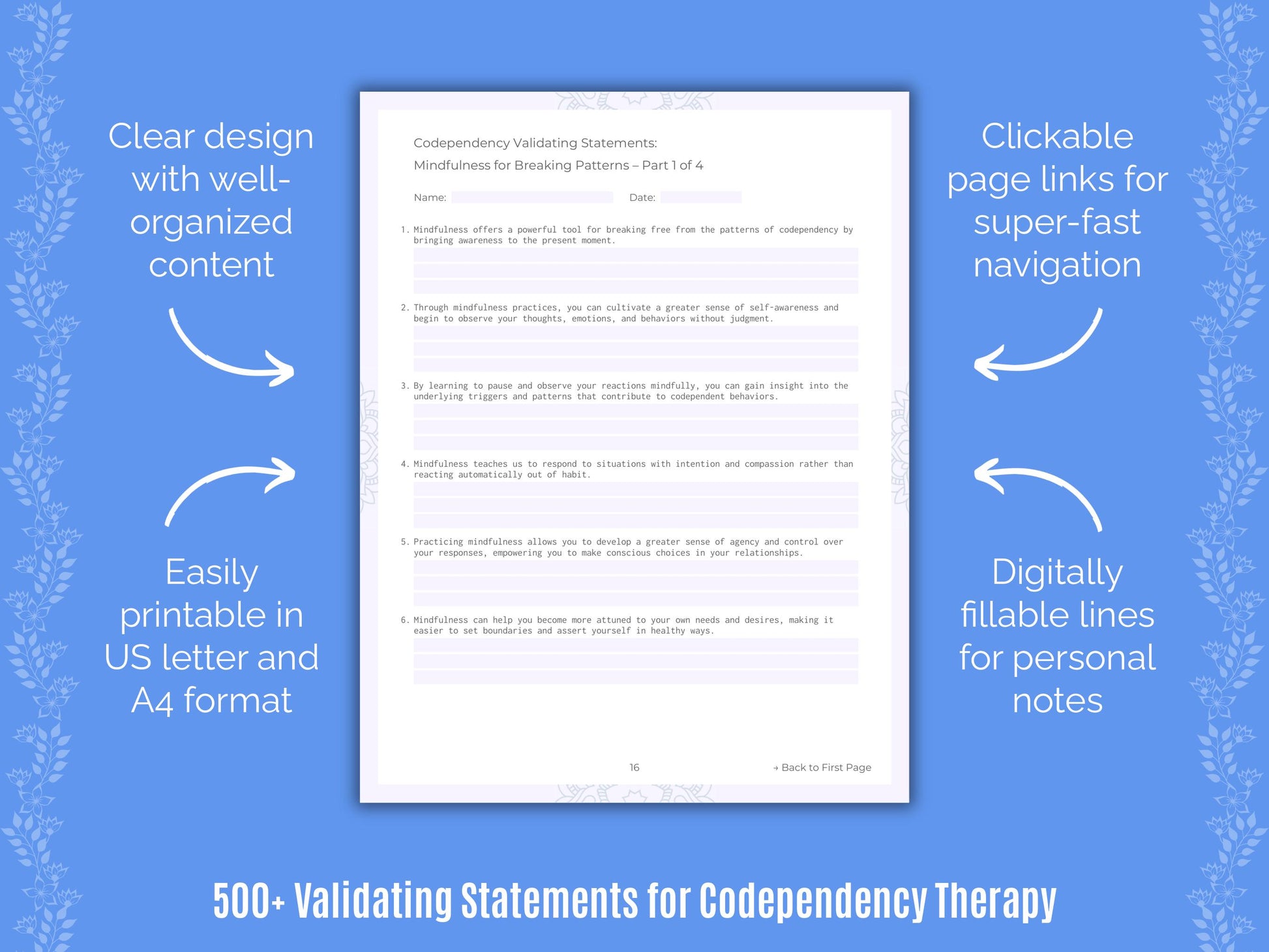 Codependency Validating Therapy Statements Resource