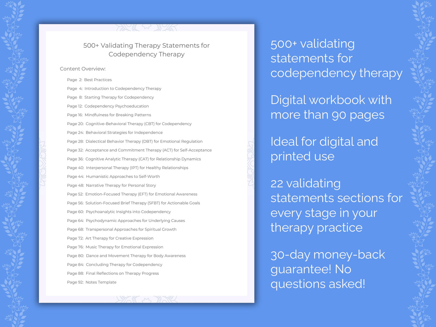 Codependency Validating Therapy Statements Worksheets