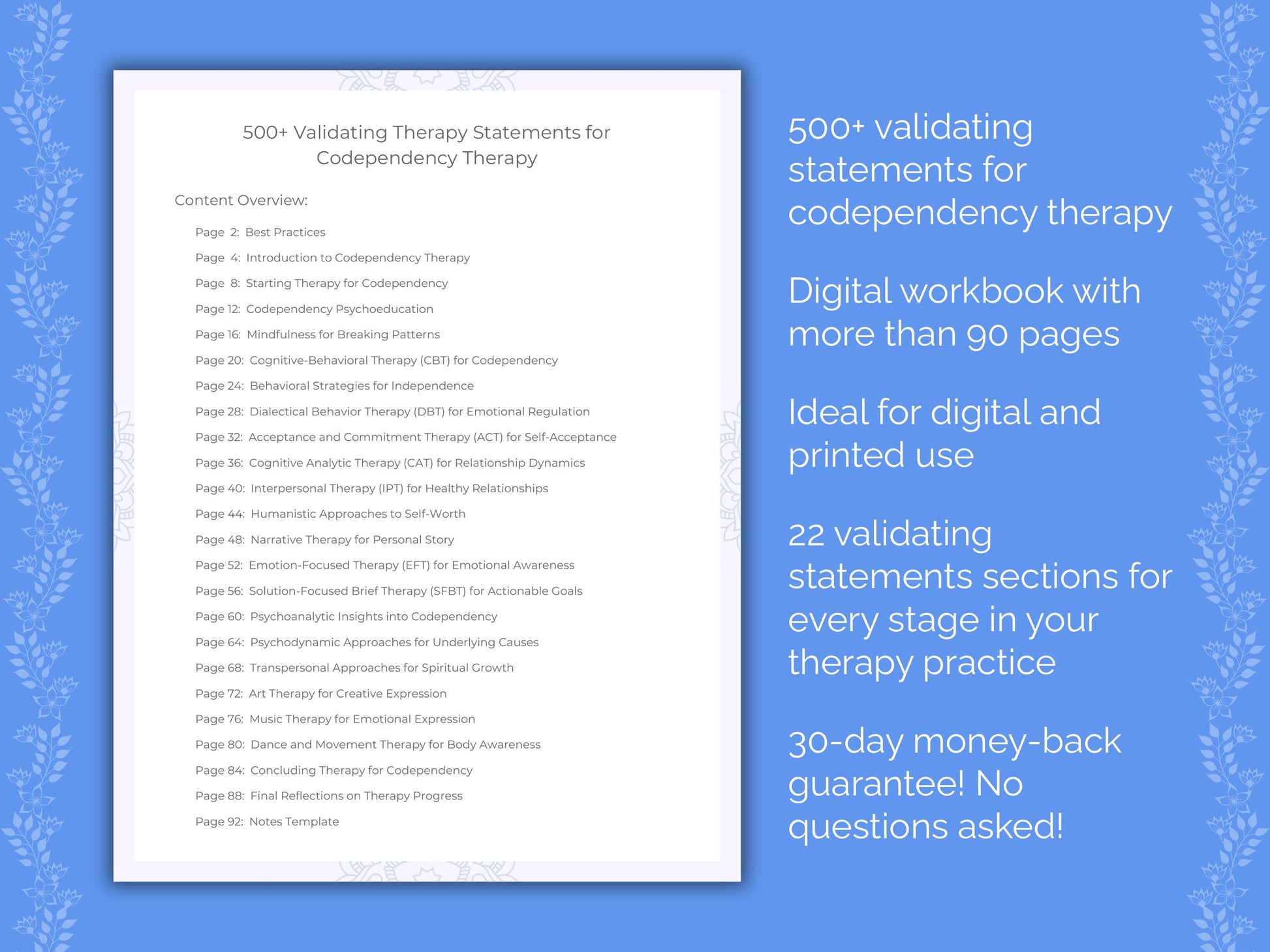 Codependency Validating Therapy Statements Worksheets