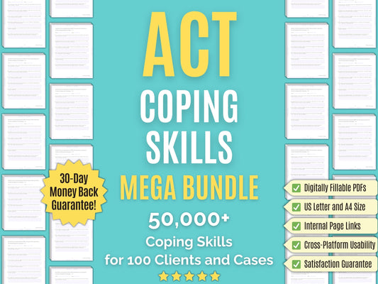 Acceptance and Commitment Therapy (ACT) Coping Skills Psychology Workbooks