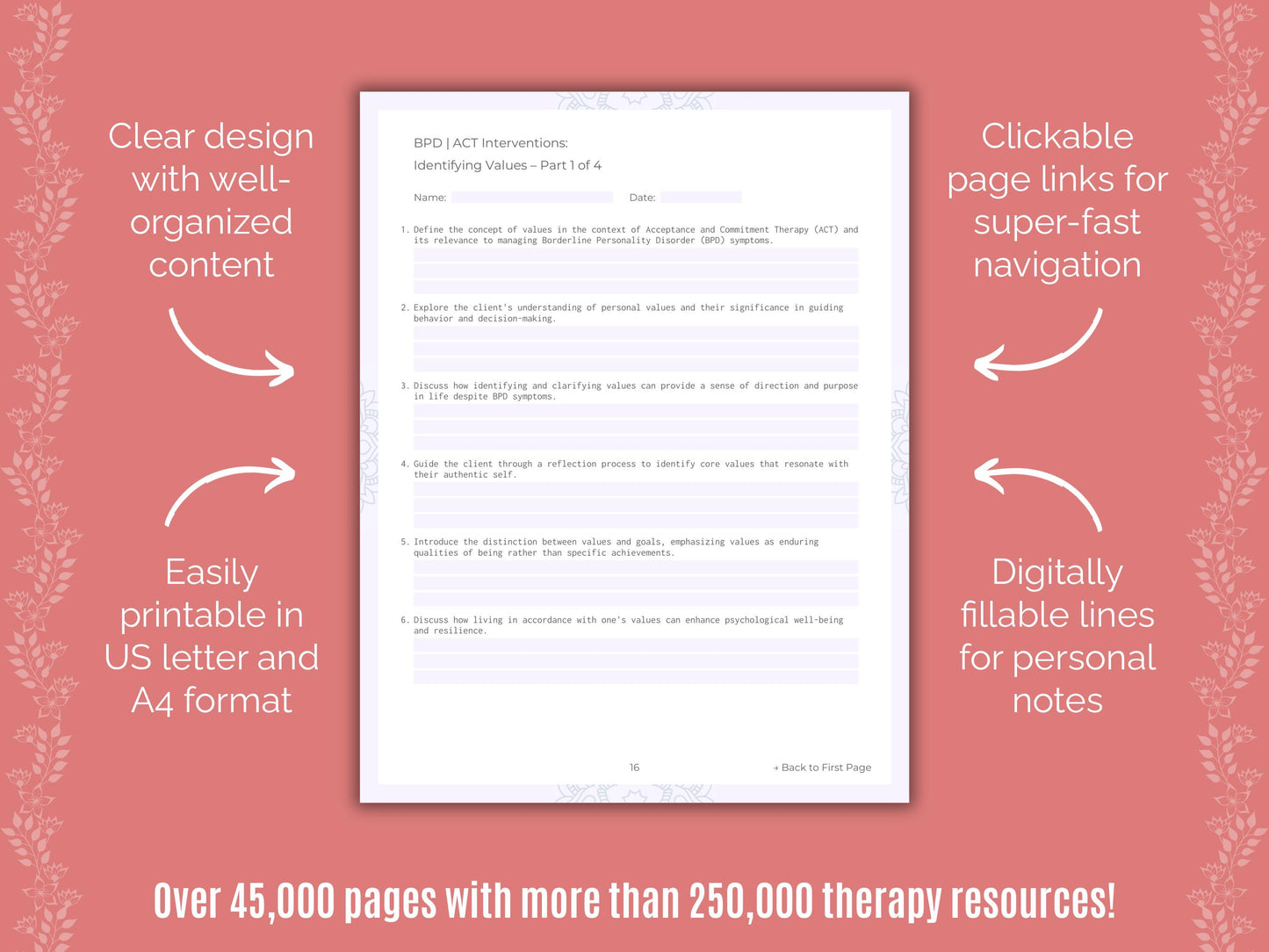 Acceptance and Commitment Therapy (ACT) Resources Counselor Cheat Sheets