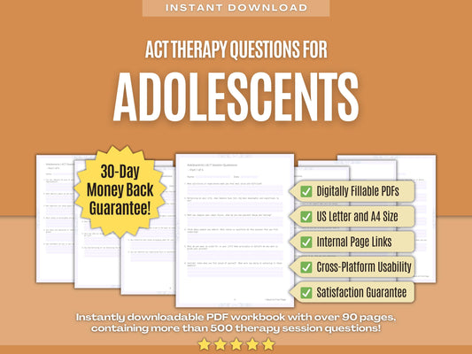 Adolescents Acceptance and Commitment Therapy (ACT) Psychology Workbooks