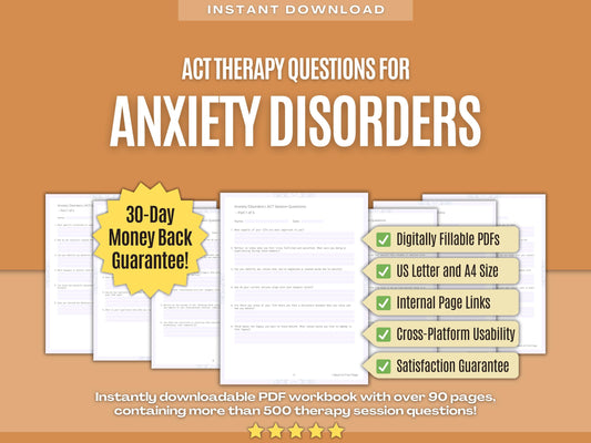 Anxiety Disorders Acceptance and Commitment Therapy (ACT) Psychology Workbooks