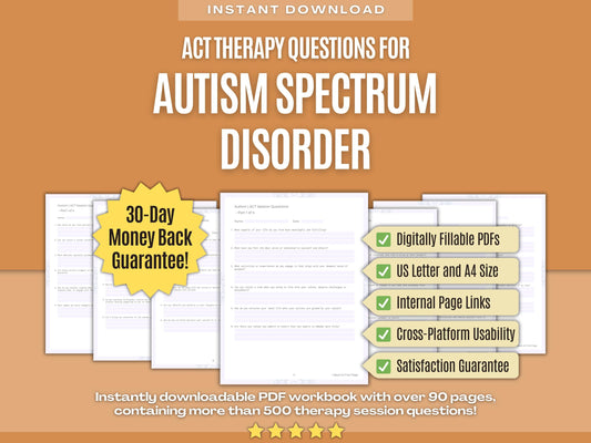 Autism Spectrum Disorder Acceptance and Commitment Therapy (ACT) Psychology Workbooks