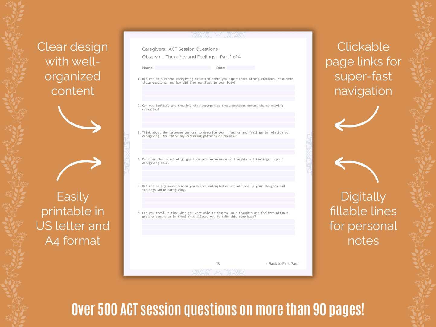 Caregivers Acceptance and Commitment Therapy (ACT) Counseling Templates