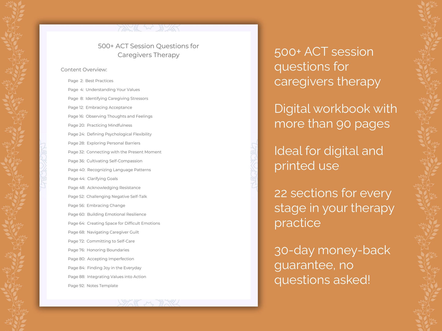 Caregivers Acceptance and Commitment Therapy (ACT) Therapist Worksheets