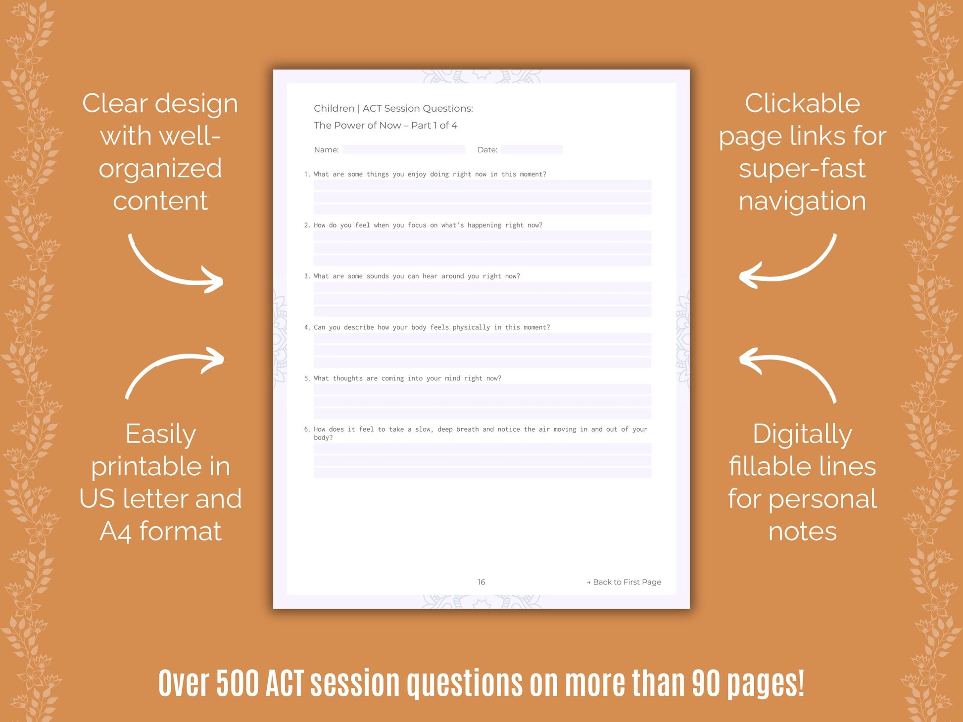 Children Acceptance and Commitment Therapy (ACT) Counseling Templates