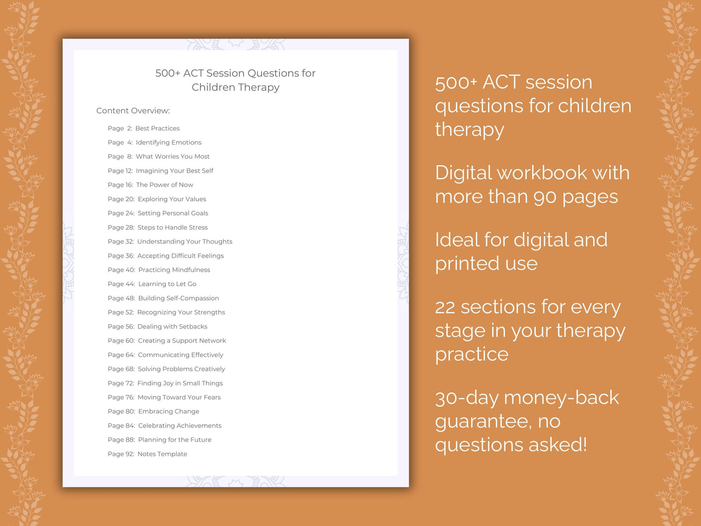 Children Acceptance and Commitment Therapy (ACT) Therapist Worksheets