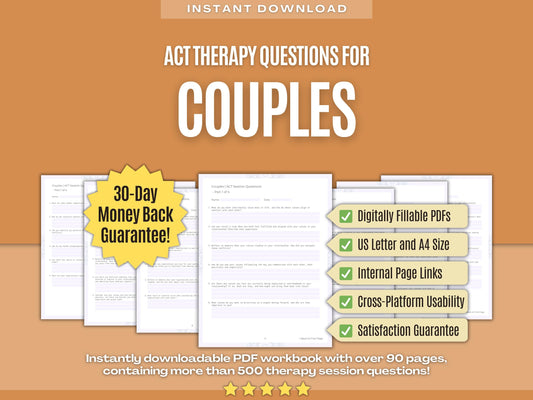 Couples Acceptance and Commitment Therapy (ACT) Psychology Workbooks