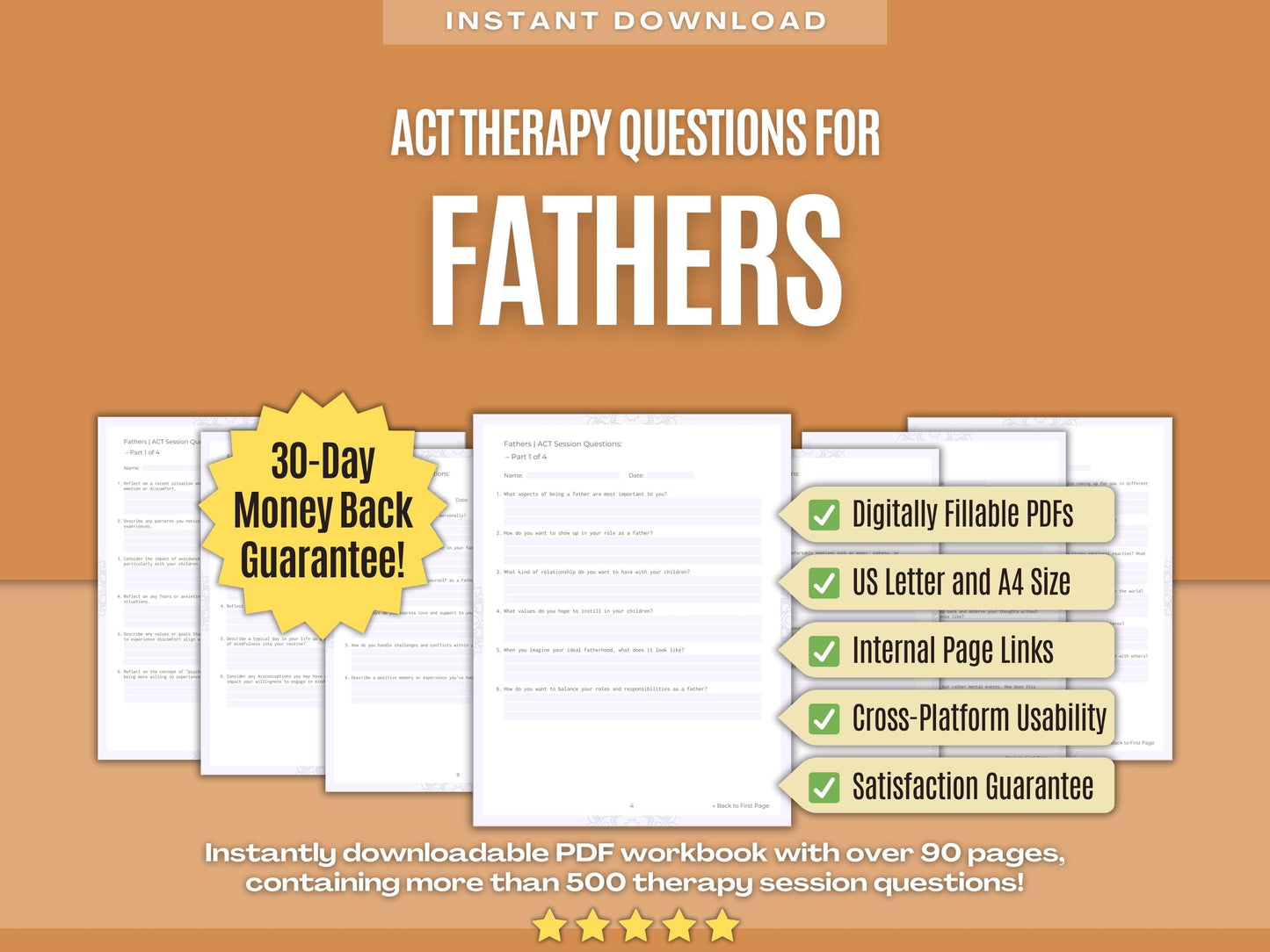 Fathers Acceptance and Commitment Therapy (ACT) Psychology Workbooks