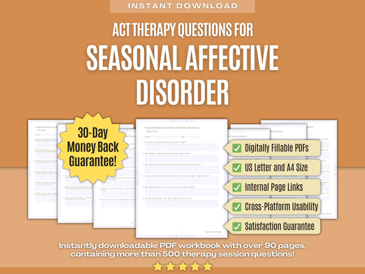 Seasonal Affective Disorder Acceptance and Commitment Therapy (ACT) Psychology Workbooks