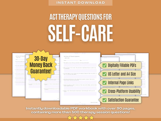 Self-Care Acceptance and Commitment Therapy (ACT) Psychology Workbooks