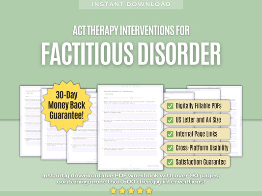 Factitious Disorder Acceptance and Commitment Therapy (ACT) Psychology Workbooks