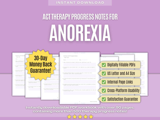 Anorexia Acceptance and Commitment Therapy (ACT) Psychology Workbooks