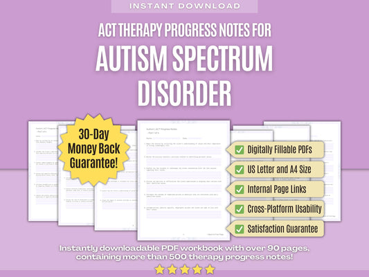 Autism Spectrum Disorder Acceptance and Commitment Therapy (ACT) Psychology Workbooks