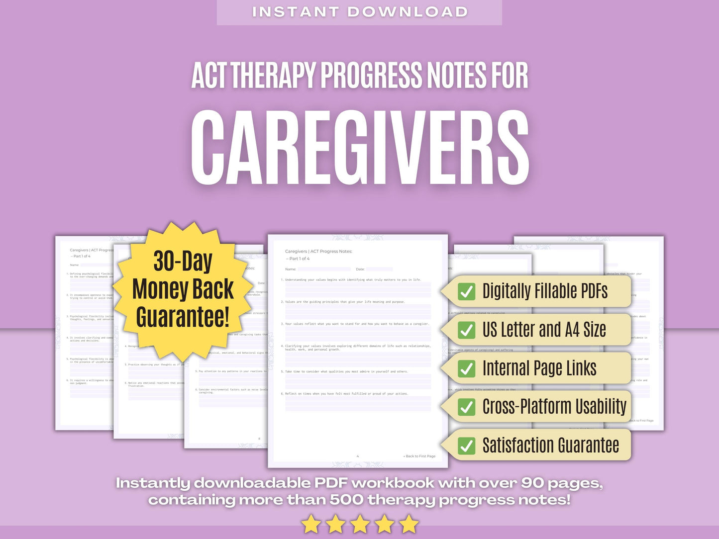 Caregivers Acceptance and Commitment Therapy (ACT) Psychology Workbooks