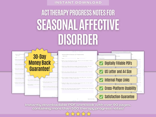 Seasonal Affective Disorder Acceptance and Commitment Therapy (ACT) Psychology Workbooks