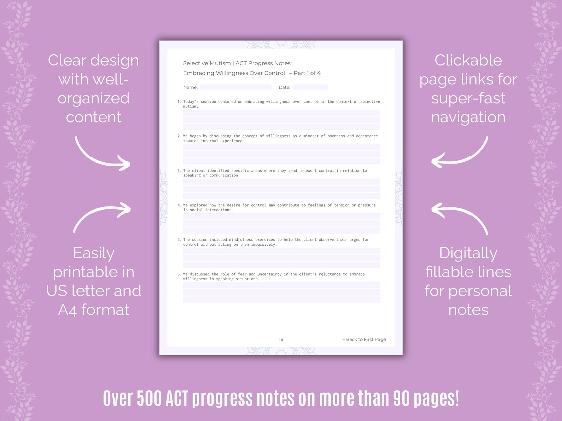 Selective Mutism Acceptance and Commitment Therapy (ACT) Counseling Templates