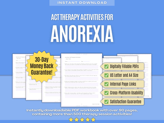 Anorexia Acceptance and Commitment Therapy (ACT) Psychology Workbooks