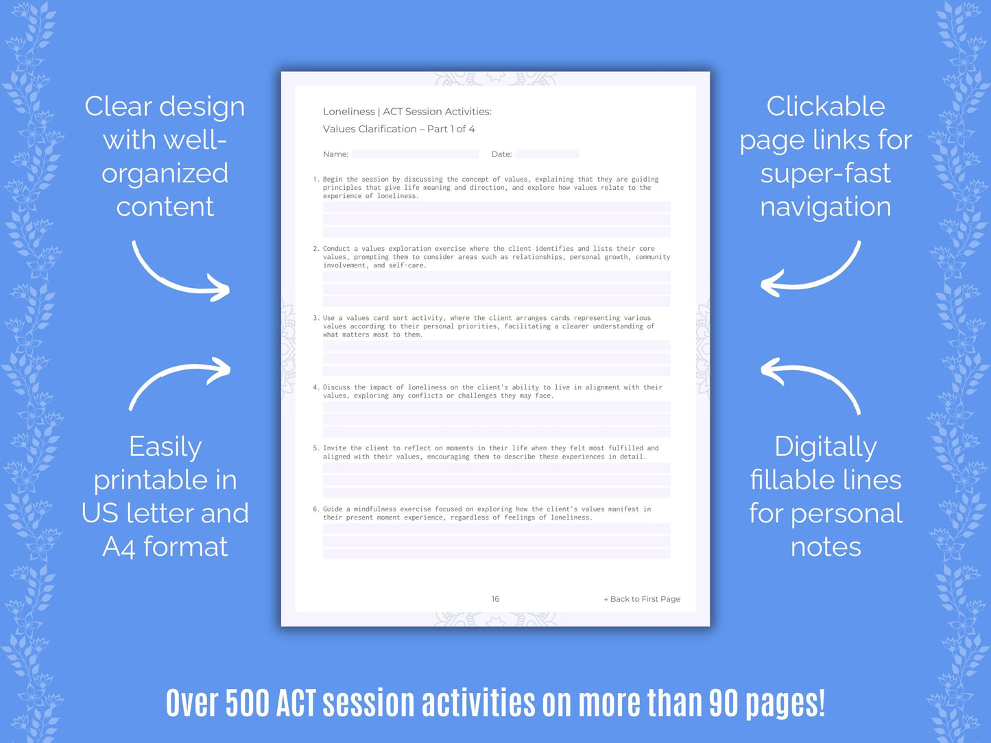 Loneliness Acceptance and Commitment Therapy (ACT) Counseling Templates