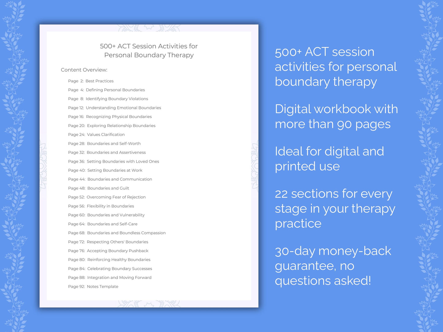 Personal Boundary Acceptance and Commitment Therapy (ACT) Therapist Worksheets