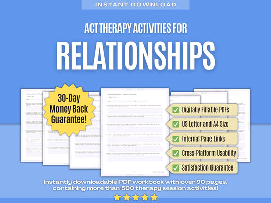 Relationships Acceptance and Commitment Therapy (ACT) Psychology Workbooks