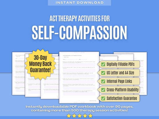 Self-Compassion Acceptance and Commitment Therapy (ACT) Psychology Workbooks