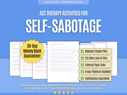 Self-Sabotage Acceptance and Commitment Therapy (ACT) Psychology Workbooks