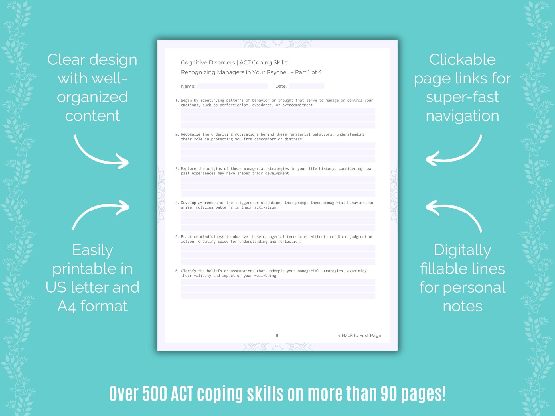 Cognitive Disorders Acceptance and Commitment Therapy (ACT) Counseling Templates