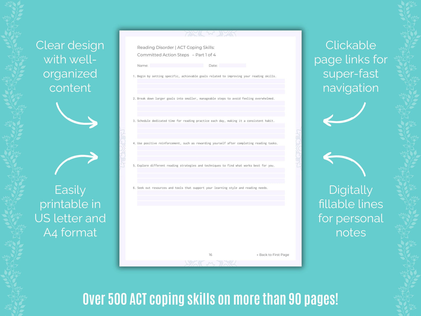 Reading Disorder Acceptance and Commitment Therapy (ACT) Counseling Templates