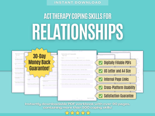 Relationships Acceptance and Commitment Therapy (ACT) Psychology Workbooks