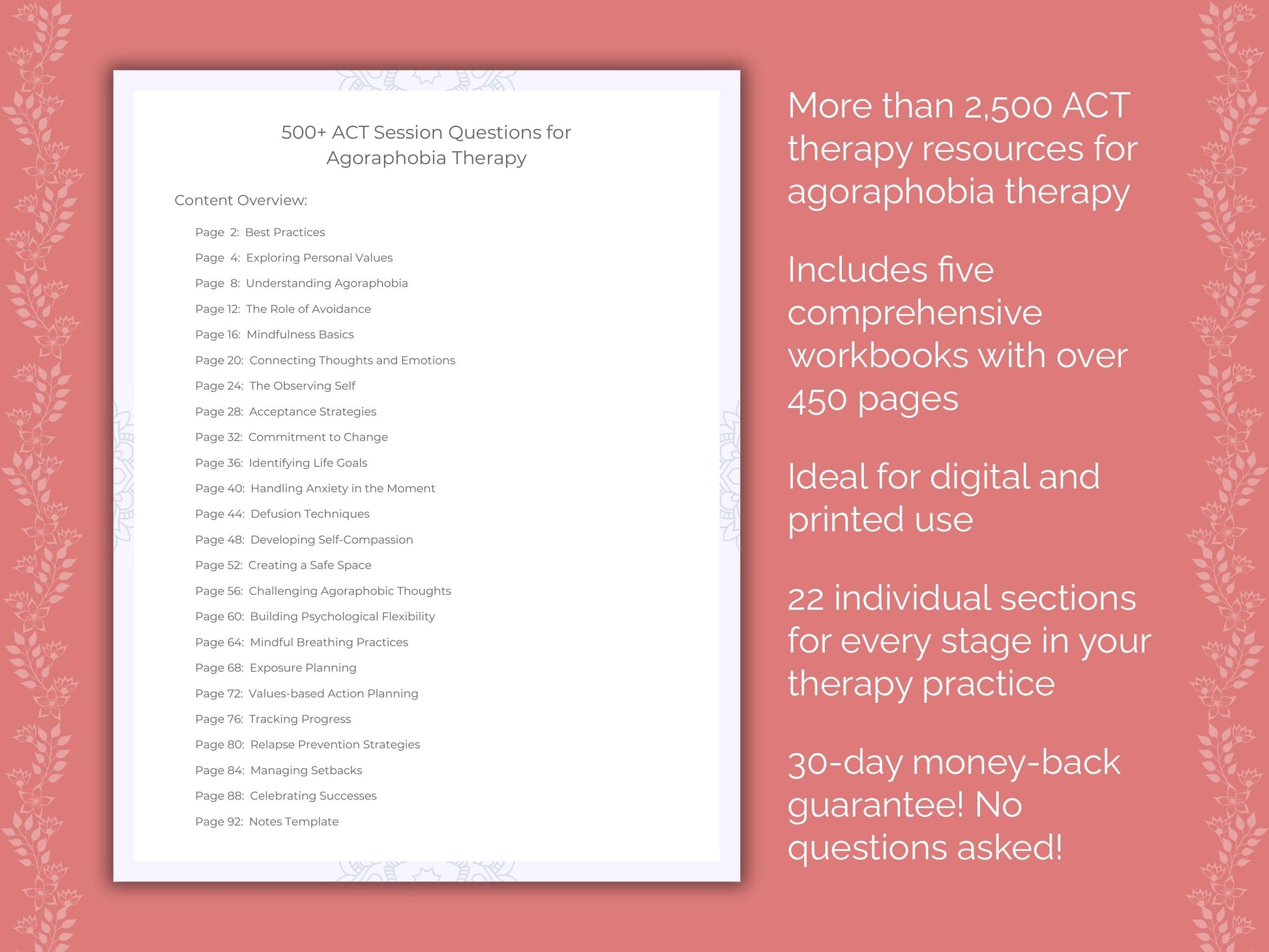 Agoraphobia Acceptance and Commitment Therapy (ACT) Therapist Worksheets