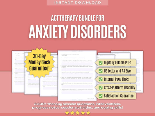 Anxiety Disorders Acceptance and Commitment Therapy (ACT) Psychology Workbooks