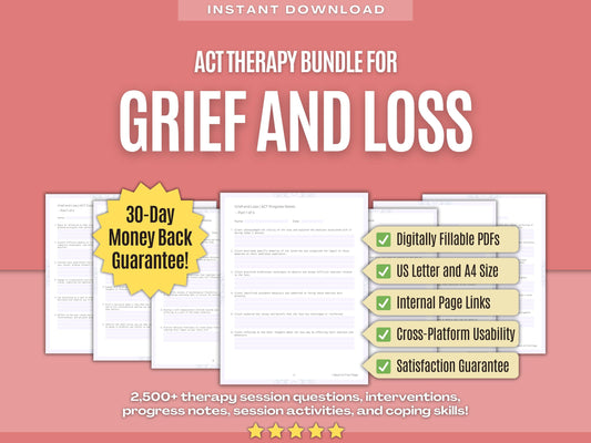 Grief and Loss Acceptance and Commitment Therapy (ACT) Psychology Workbooks