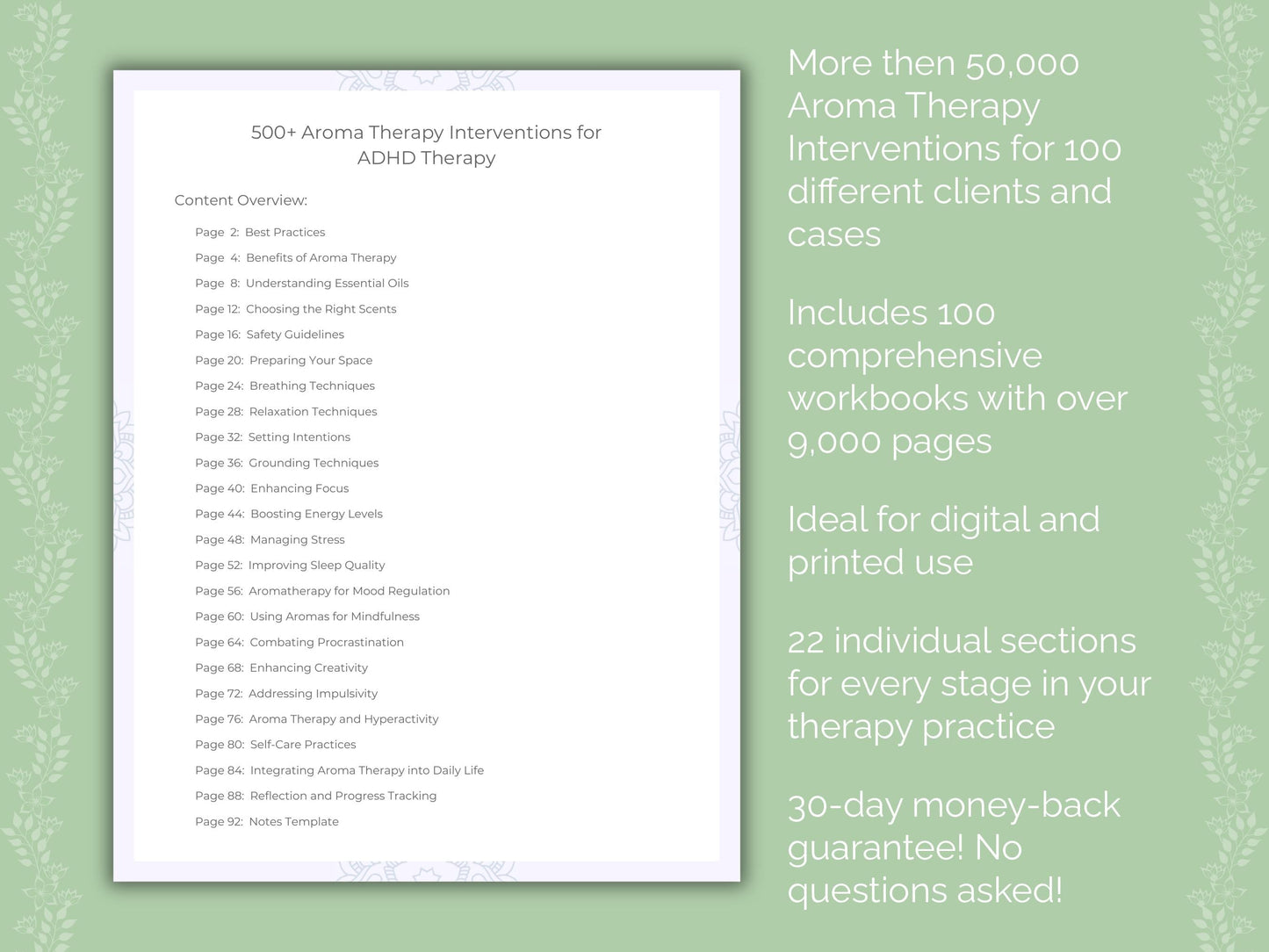 Aroma Therapy Interventions Counseling Templates