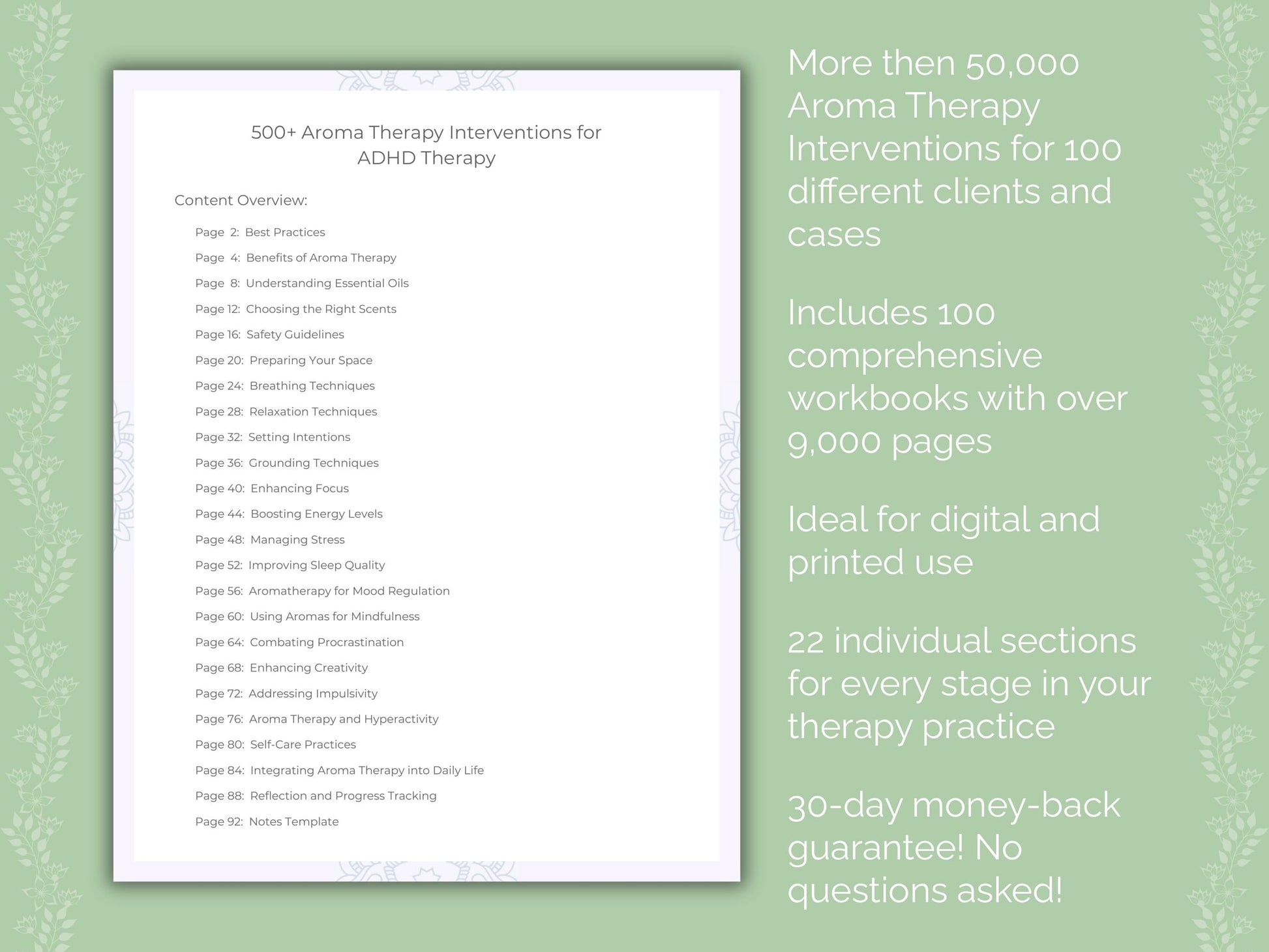 Aroma Therapy Interventions Counseling Templates