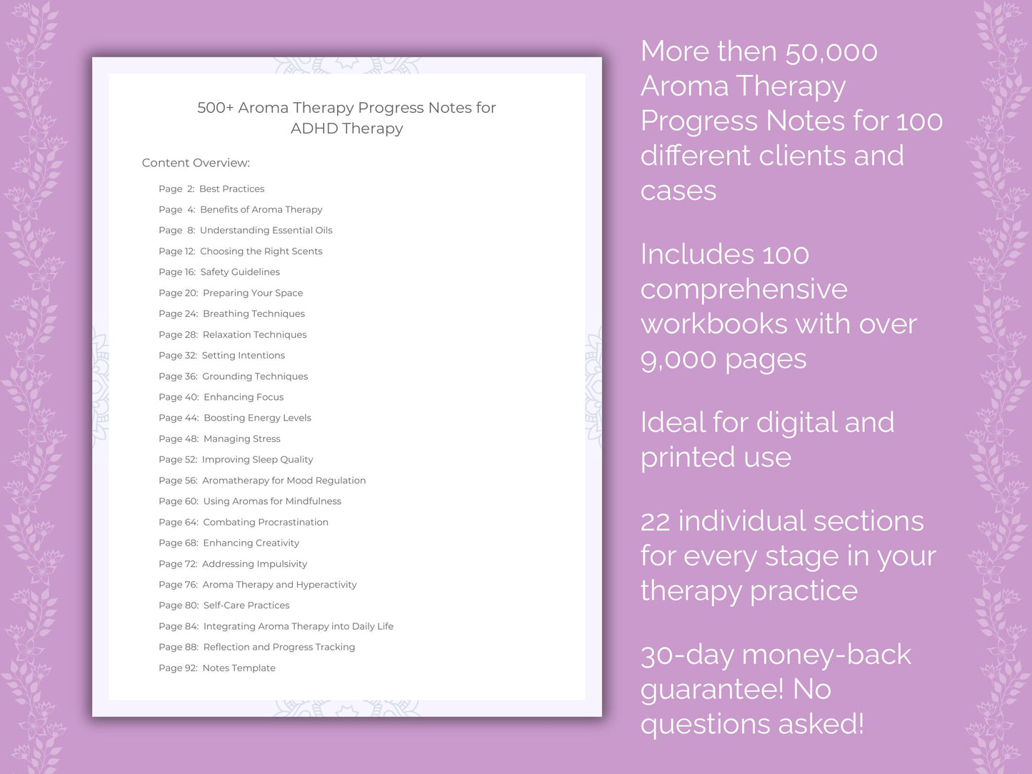 Aroma Therapy Progress Notes Counseling Templates