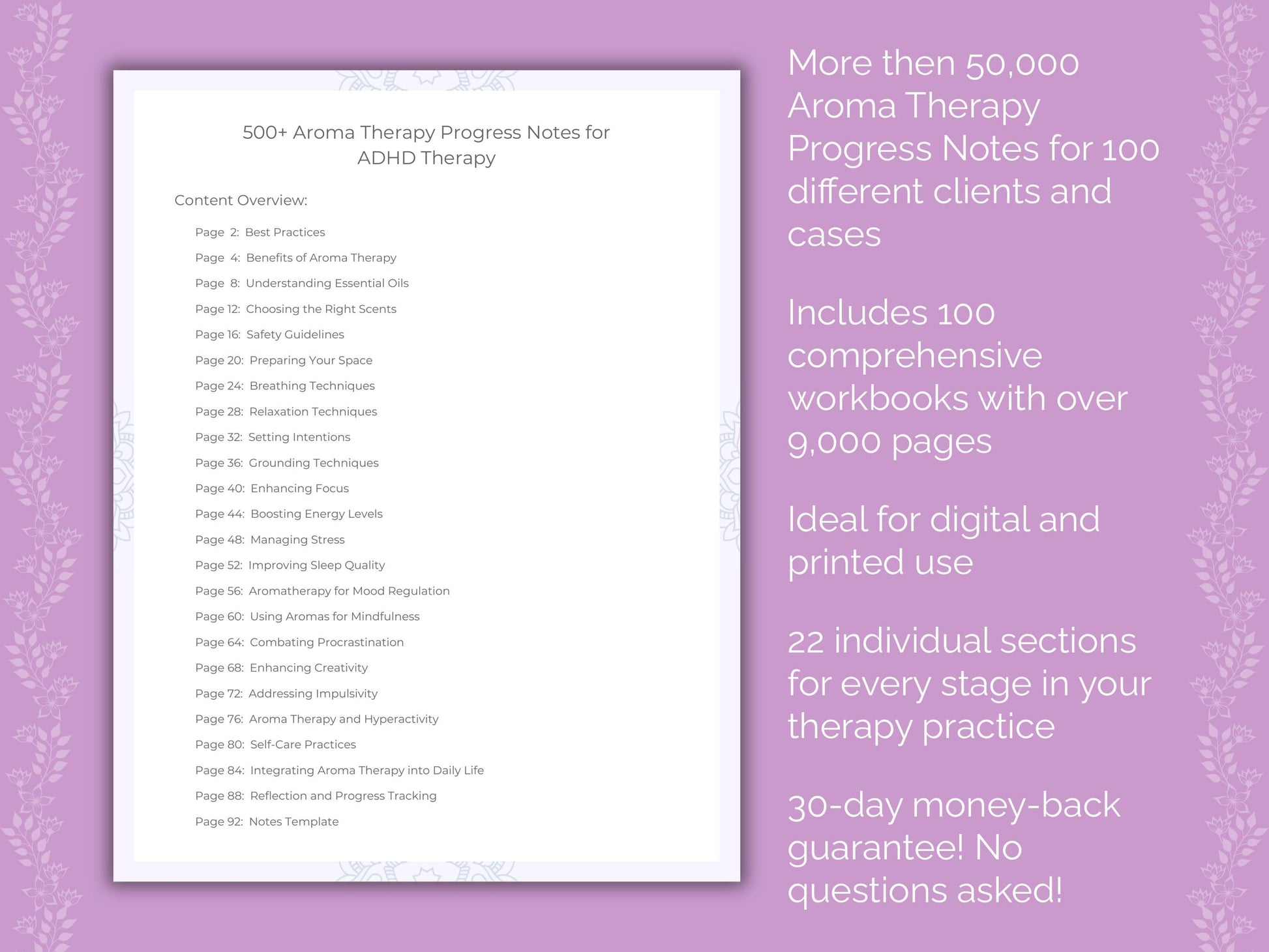 Aroma Therapy Progress Notes Counseling Templates