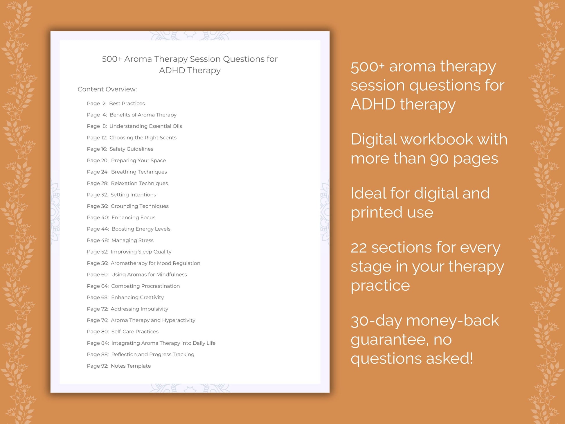 ADHD Aroma Therapy Therapist Worksheets