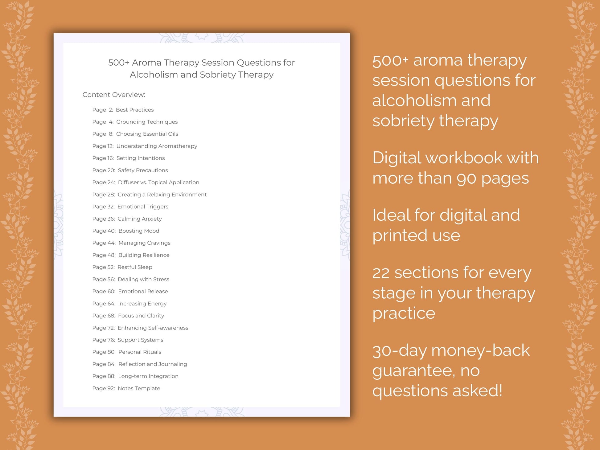 Alcoholism and Sobriety Aroma Therapy Therapist Worksheets