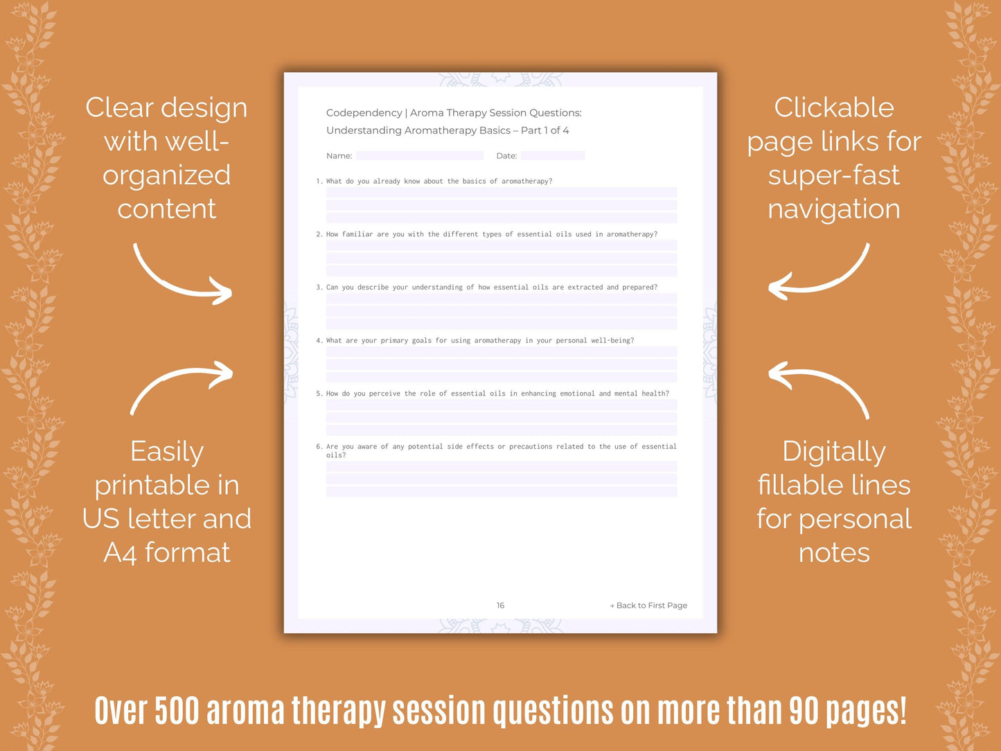 Codependency Aroma Therapy Counseling Templates