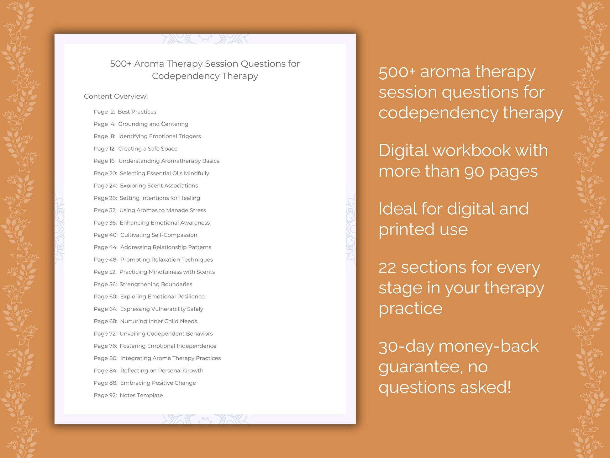 Codependency Aroma Therapy Therapist Worksheets