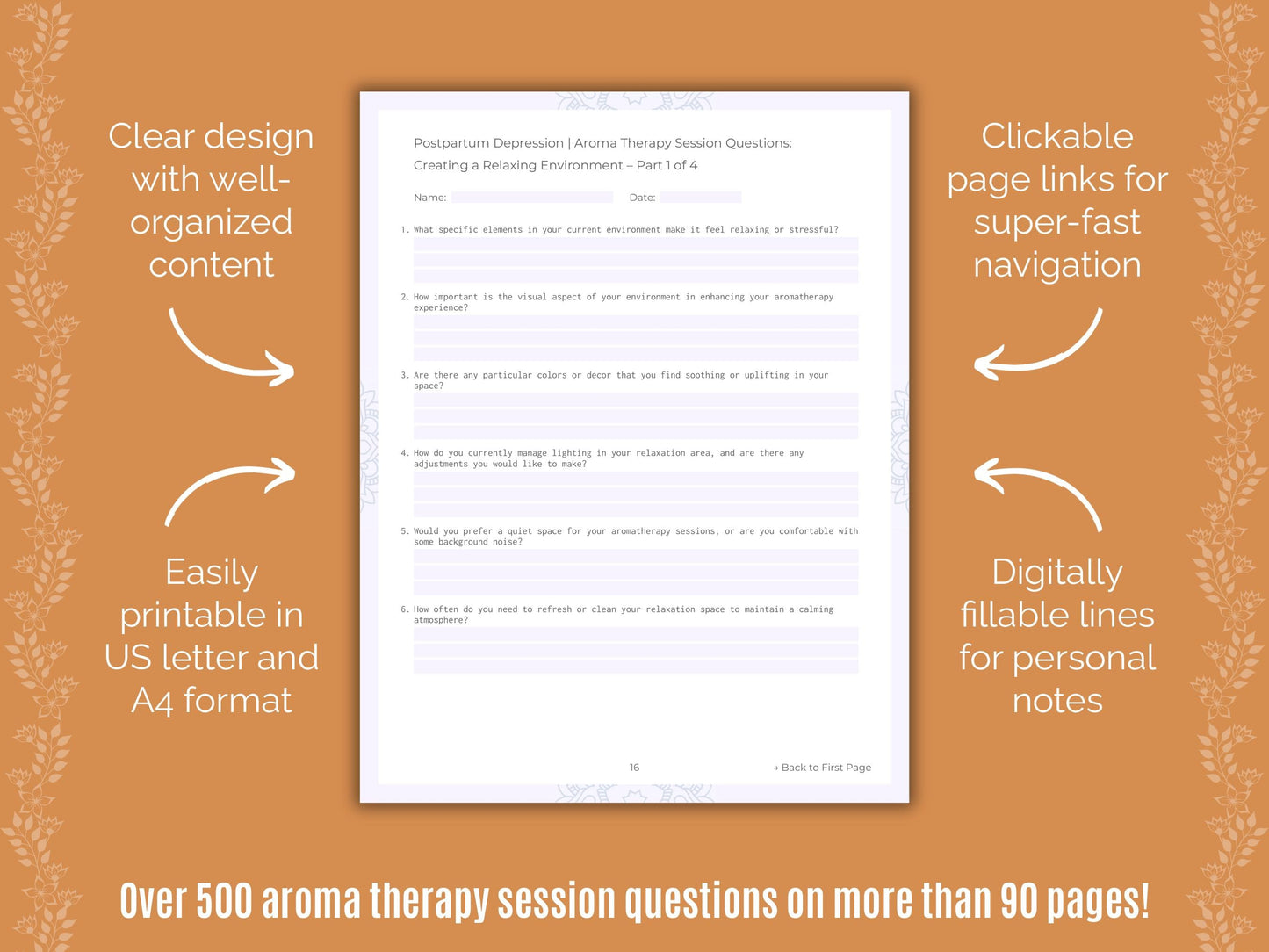 Postpartum Depression Aroma Therapy Counseling Templates