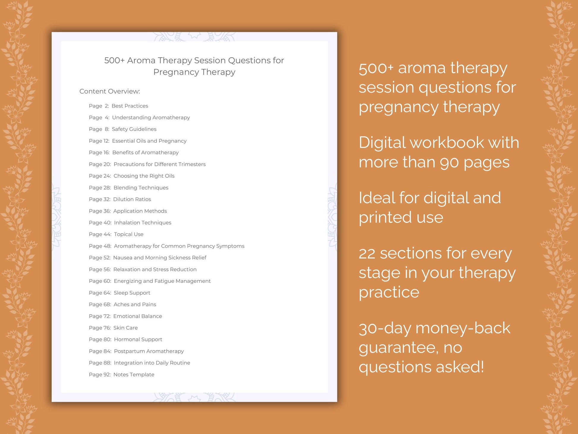 Pregnancy Aroma Therapy Therapist Worksheets
