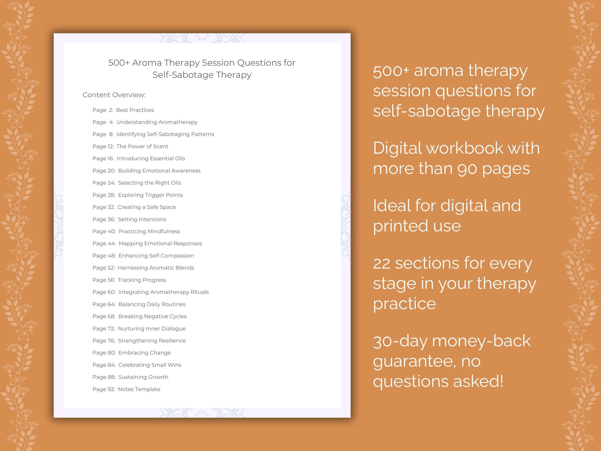 Self-Sabotage Aroma Therapy Therapist Worksheets